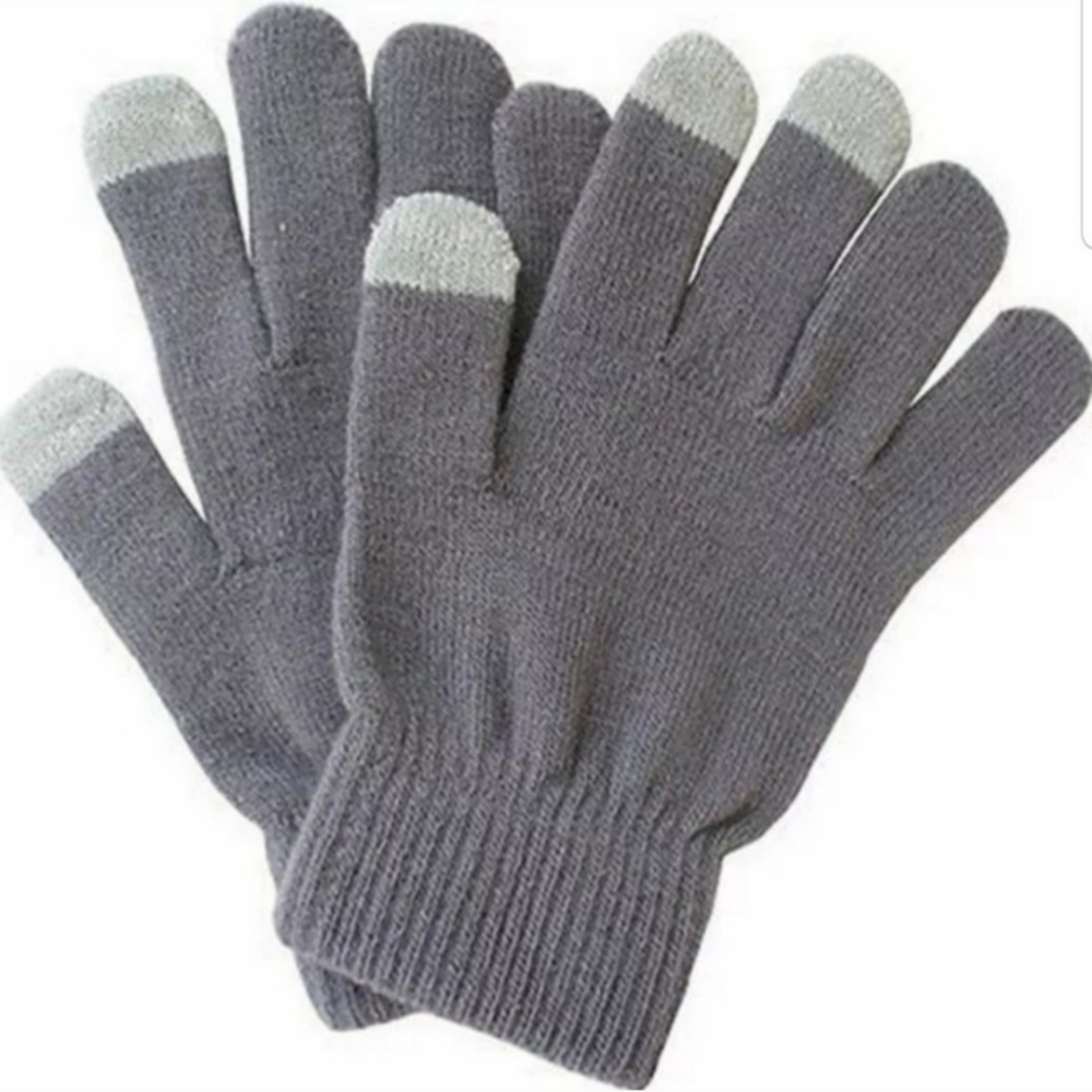 Grey Magic Touch Screen Warm Stretchy Knit Gloves Unisex Mens Womens Boys Girls